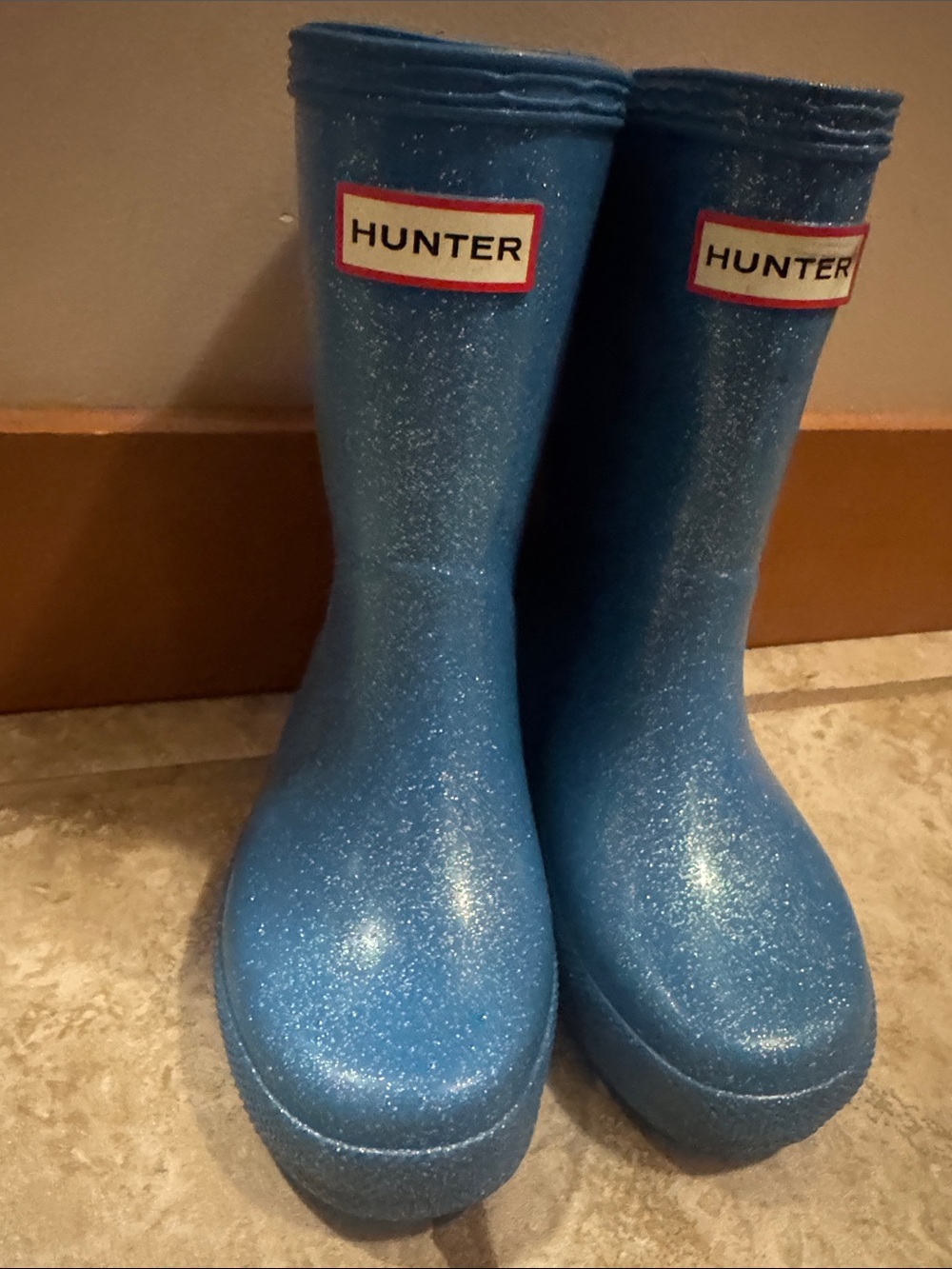 Hunter Kids Sparkle Blue Rain Boots